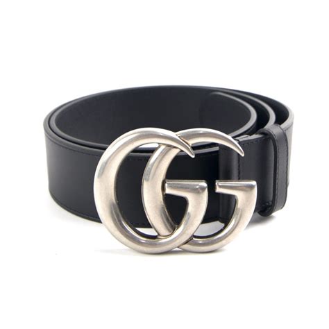 black Gucci belt silver buckle